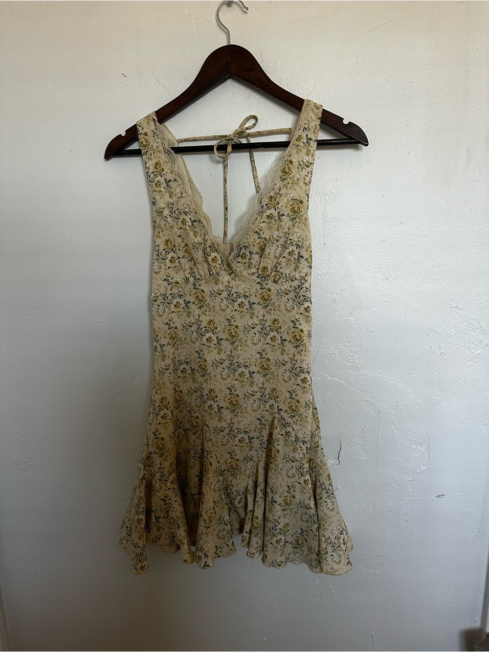 PacSun Yellow Cream Floral Ruffle Mini Dress
